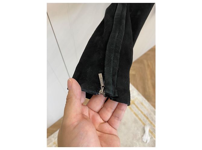 Fendi Cropped Suede Jacket Black - view 6