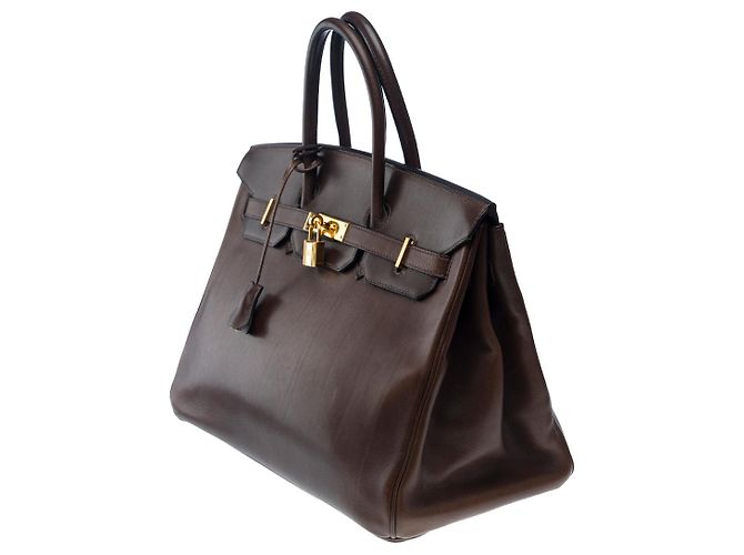 Hermès Sac HERMES Birkin 35 en Cuir Marron - 101701 - vue 4