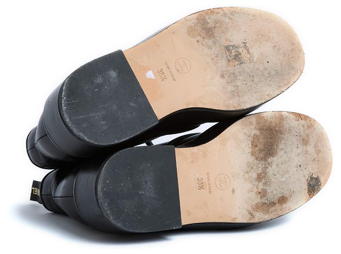 Chanel Classic Black CC e catene Scarpe Stivali EU38.5 Nero - vista 5