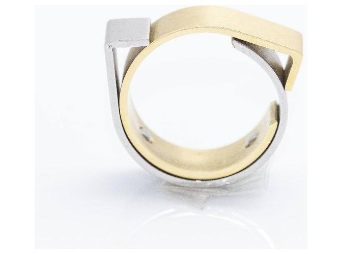 Autre Marque Anello CARL DAU GEOMETRY in Oro e Acciaio Argento Crudo - vista 10