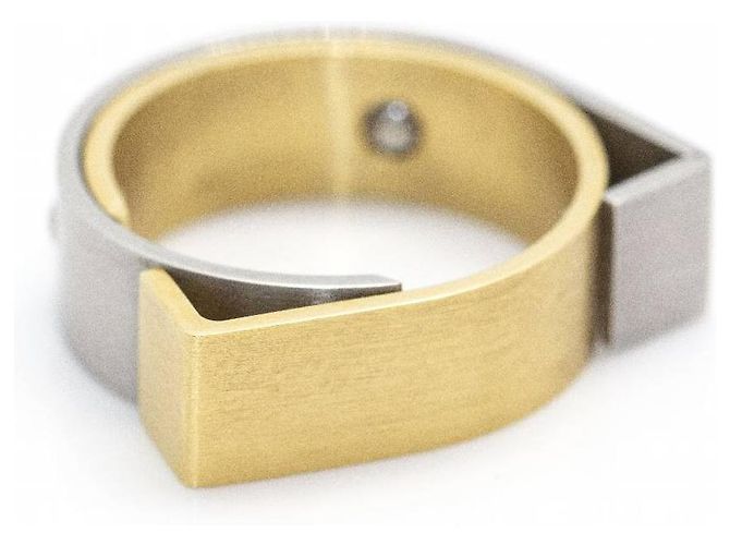 Autre Marque Anello CARL DAU GEOMETRY in Oro e Acciaio Argento Crudo - vista 3