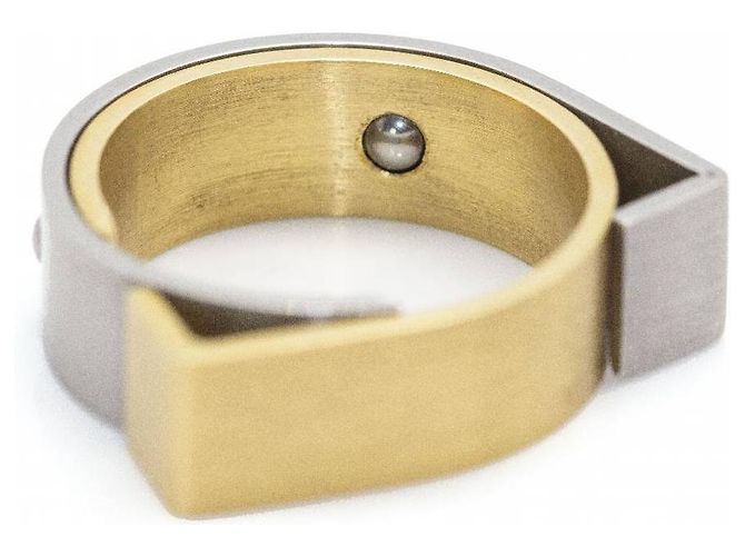 Autre Marque Anello CARL DAU GEOMETRY in Oro e Acciaio Argento Crudo - vista 4