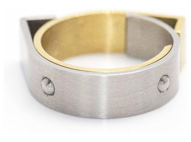 Autre Marque Anello CARL DAU GEOMETRY in Oro e Acciaio Argento Crudo - vista 6