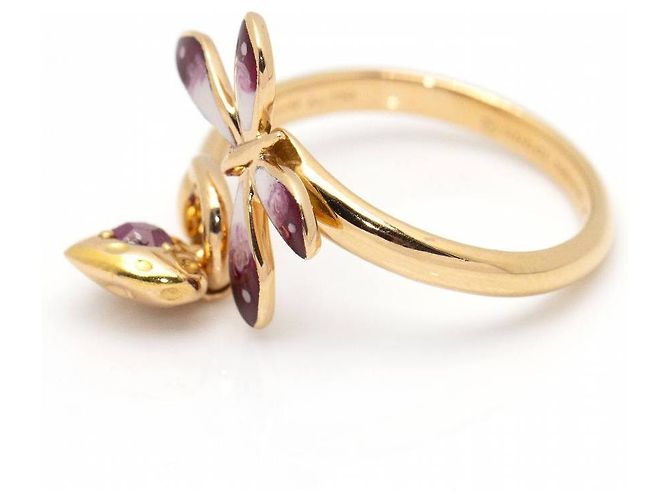 GUCCI Anello Farfalla in oro e smalto. Rosa Bianco D'oro - vista 2
