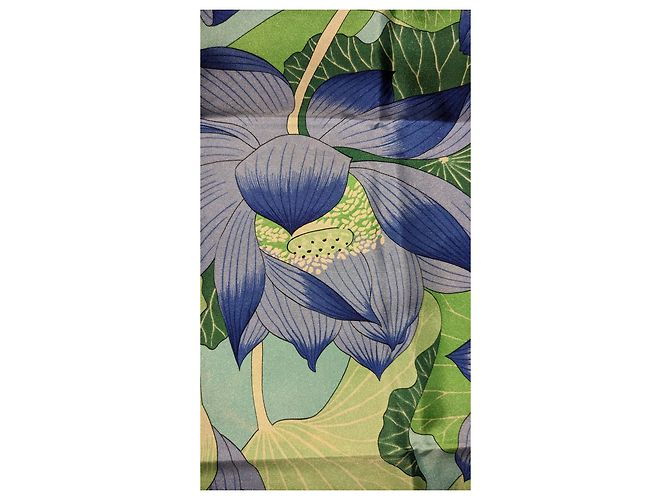 Fiore di loto vintage quadrato Hermès Anno 90 Blu - vista 11