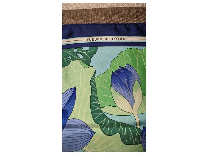 Fiore di loto vintage quadrato Hermès Anno 90 Blu - vista 13