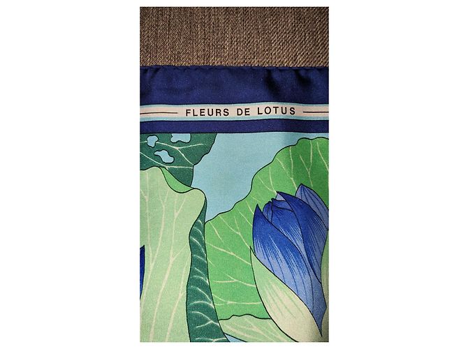 Fiore di loto vintage quadrato Hermès Anno 90 Blu - vista 2
