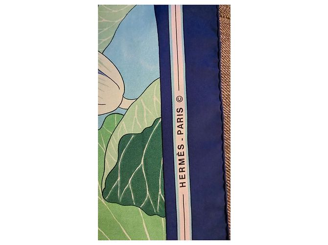 Fiore di loto vintage quadrato Hermès Anno 90 Blu - vista 5