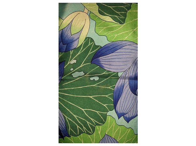 Fiore di loto vintage quadrato Hermès Anno 90 Blu - vista 7