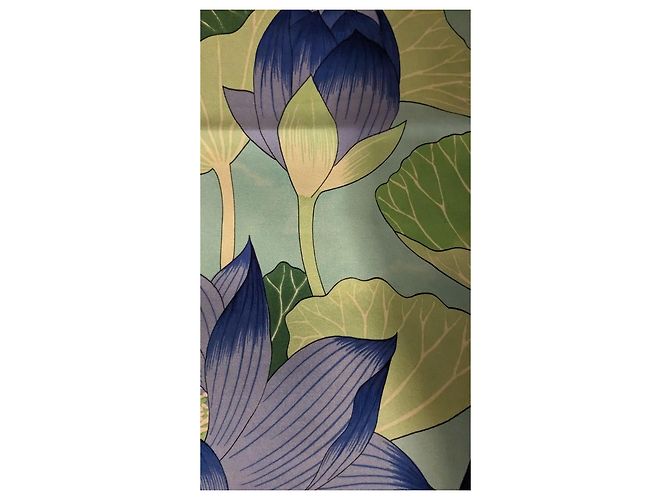 Fiore di loto vintage quadrato Hermès Anno 90 Blu - vista 8