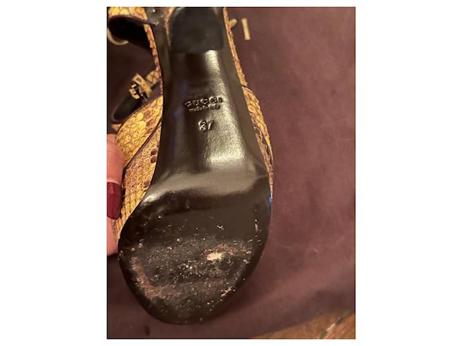 Gucci Parade Modell Python Absatzschuhe Gelb Schwarz Mehrfarben - Ansicht 11