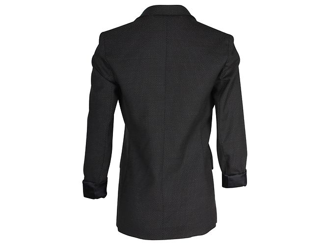 Sandro Polka Dot Blazer aus schwarzem Polyester - Ansicht 3