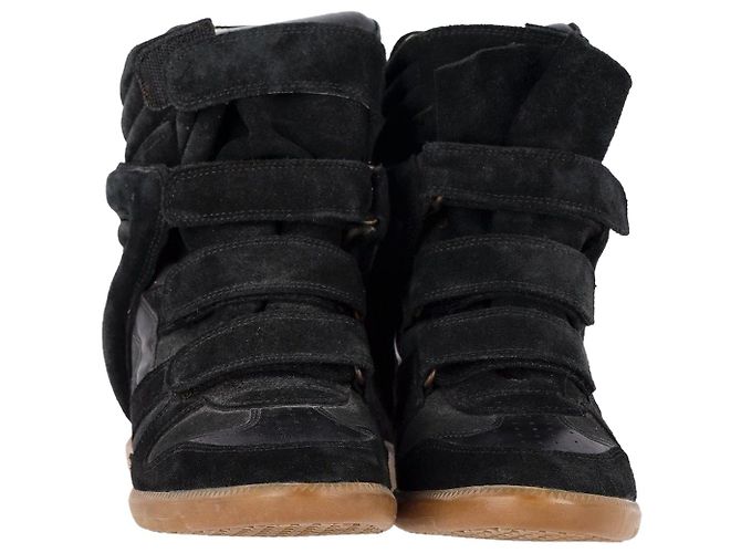 Isabel Marant Beckett Baskets montantes compensées en daim noir - vue 2