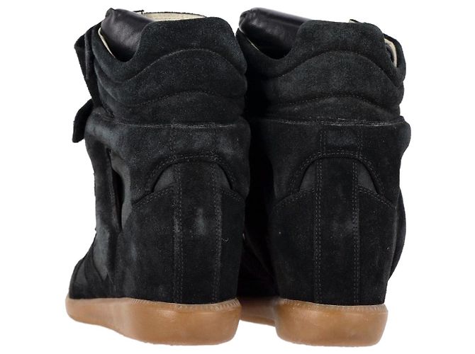 Isabel Marant Beckett Baskets montantes compensées en daim noir - vue 3