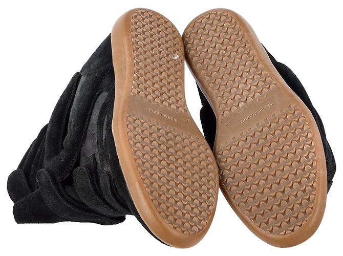 Isabel Marant Beckett Baskets montantes compensées en daim noir - vue 5