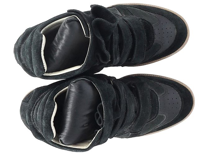 Isabel Marant Beckett Baskets montantes compensées en daim noir - vue 6