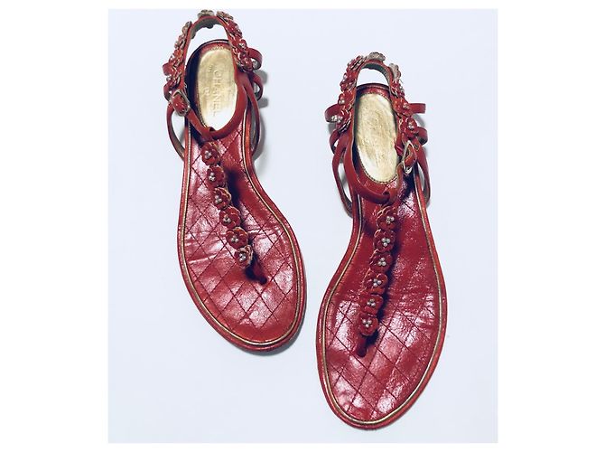 Chanel Sandali CC Infradito Camelia Rosso - vista 10