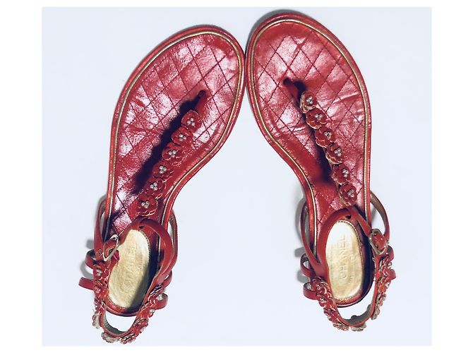Chanel Sandali CC Infradito Camelia Rosso - vista 11