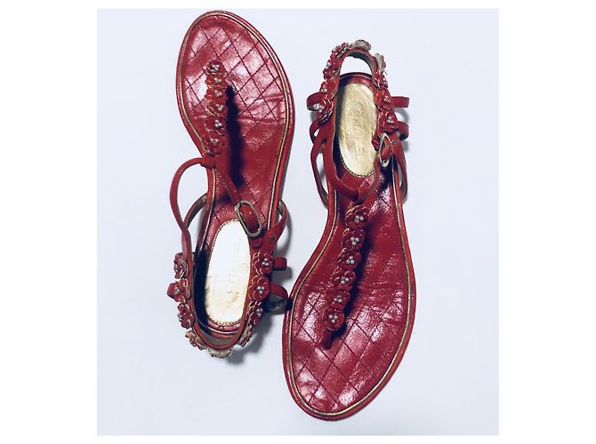 Chanel Sandali CC Infradito Camelia Rosso - vista 12