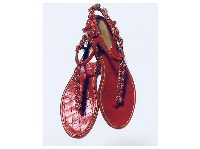 Chanel Sandali CC Infradito Camelia Rosso - vista 16