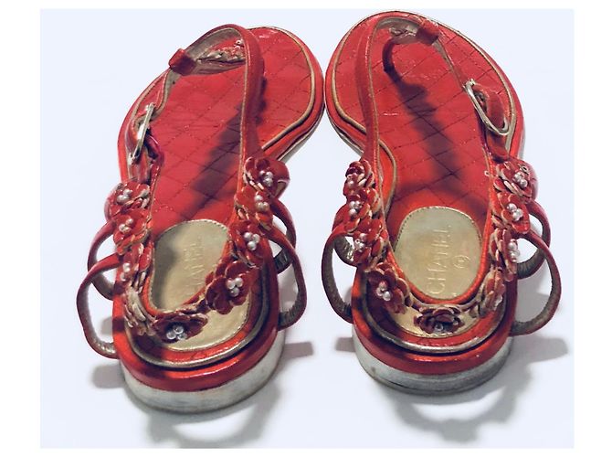 Chanel Sandali CC Infradito Camelia Rosso - vista 19