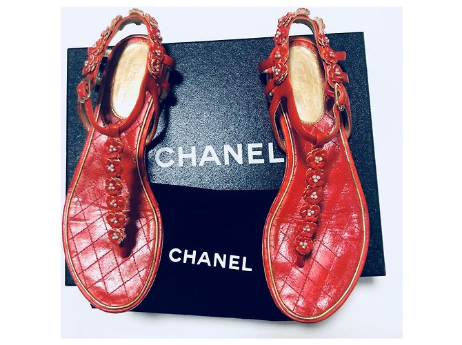 Chanel Sandali CC Infradito Camelia Rosso - vista 4