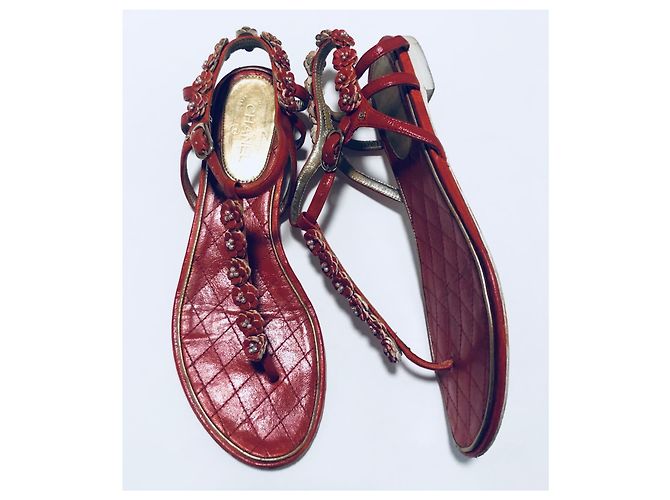 Chanel Sandali CC Infradito Camelia Rosso - vista 5