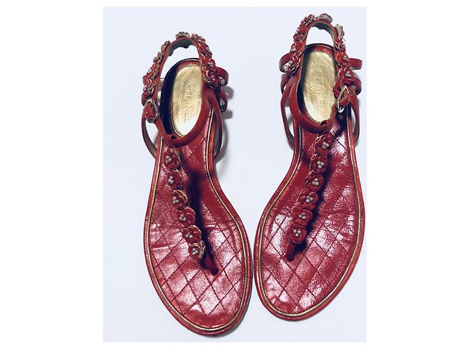 Chanel Sandali CC Infradito Camelia Rosso - vista 6