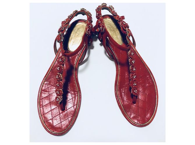 Chanel Sandali CC Infradito Camelia Rosso - vista 8