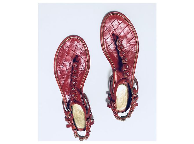 Chanel Sandali CC Infradito Camelia Rosso - vista 9