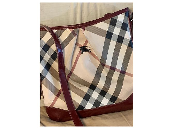 Borsa a tracolla Burberry in pelle rossa e beige Rosso - vista 2