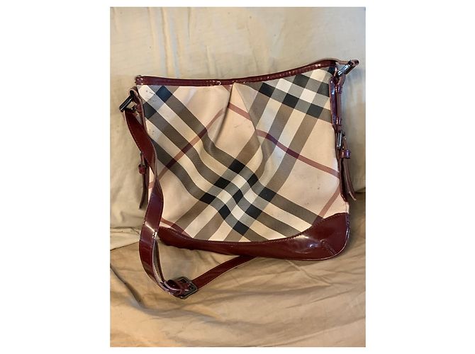 Borsa a tracolla Burberry in pelle rossa e beige Rosso - vista 3