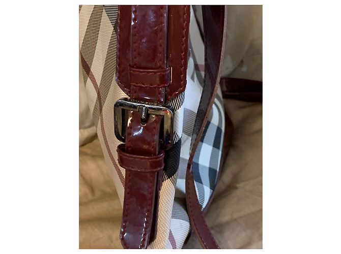 Borsa a tracolla Burberry in pelle rossa e beige Rosso - vista 4