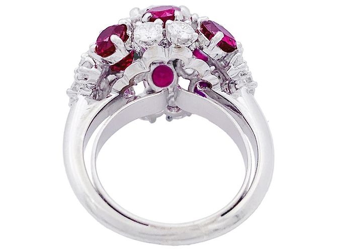 inconnue Platinring, Diamanten, Rubin. - Ansicht 3