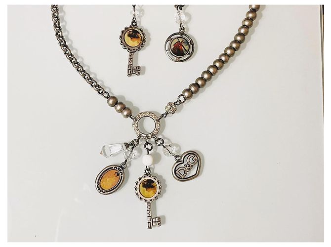 Rara parure vintage collana e orecchini DOLCE & GABBANA acciaio brunito con cammeo Argento - vista 3