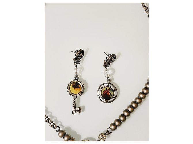 Rara parure vintage collana e orecchini DOLCE & GABBANA acciaio brunito con cammeo Argento - vista 6