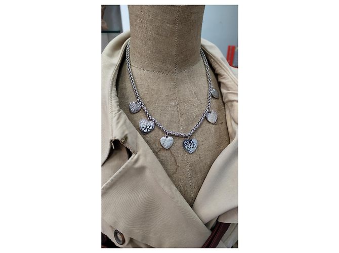 Collana Dior Argentata con 6 Pendenti a Cuore Argento - vista 5