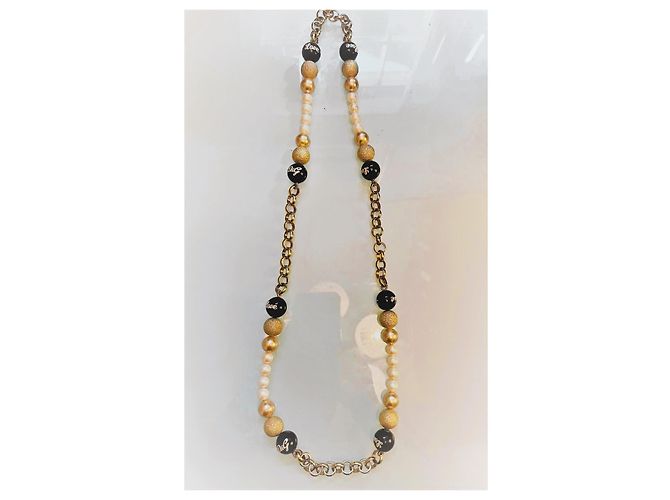 Parure DOLCE & GABBANA collana e bracciale acciaio dorato perle nere oro bianche D'oro - vista 6