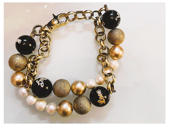 Parure DOLCE & GABBANA collana e bracciale acciaio dorato perle nere oro bianche D'oro - vista 8