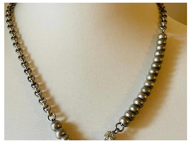Collana vintage DOLCE & GABBANA in acciaio brunito con cammeo Argento - vista 11