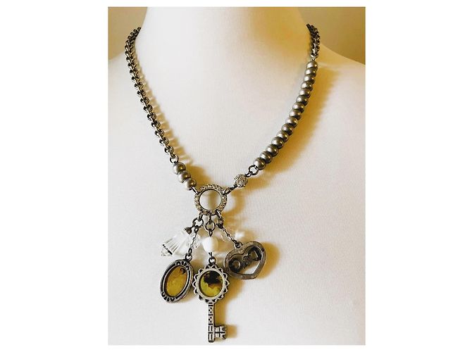 Collana vintage DOLCE & GABBANA in acciaio brunito con cammeo Argento - vista 12