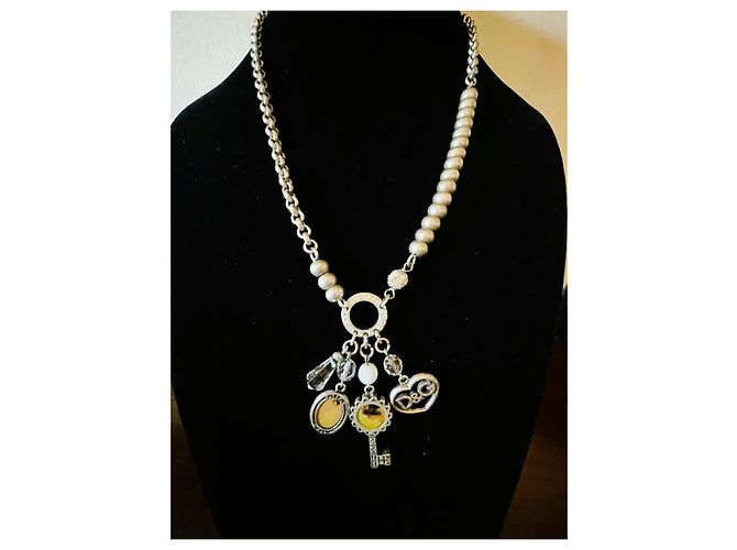 Collana vintage DOLCE & GABBANA in acciaio brunito con cammeo Argento - vista 2