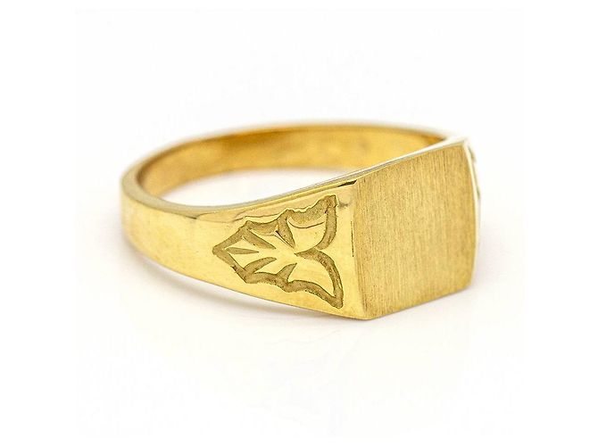 Autre Marque Anello con sigillo quadrato in oro giallo. D'oro - vista 3