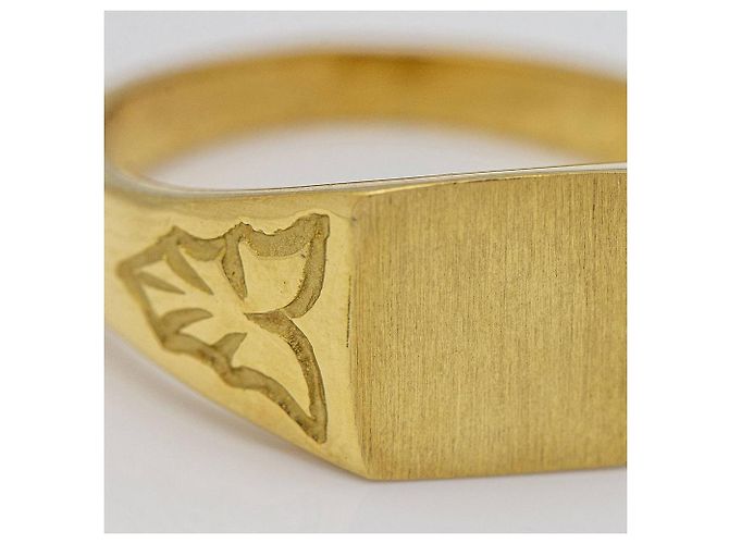 Autre Marque Anello con sigillo quadrato in oro giallo. D'oro - vista 5