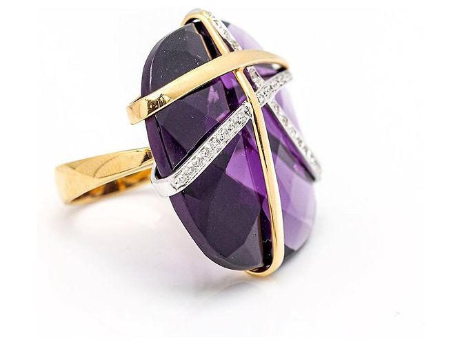 Autre Marque Zweifarbiger Ring im italienischen Design. Silber Golden - Ansicht 3