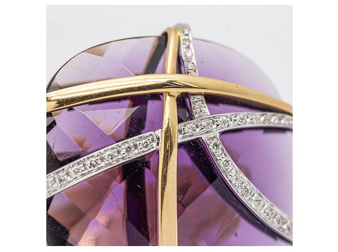 Autre Marque Zweifarbiger Ring im italienischen Design. Silber Golden - Ansicht 4