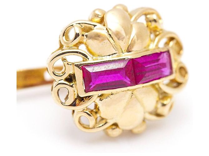 Autre Marque Pendientes Modernistas 1935. Rosa Dorado - vista 2