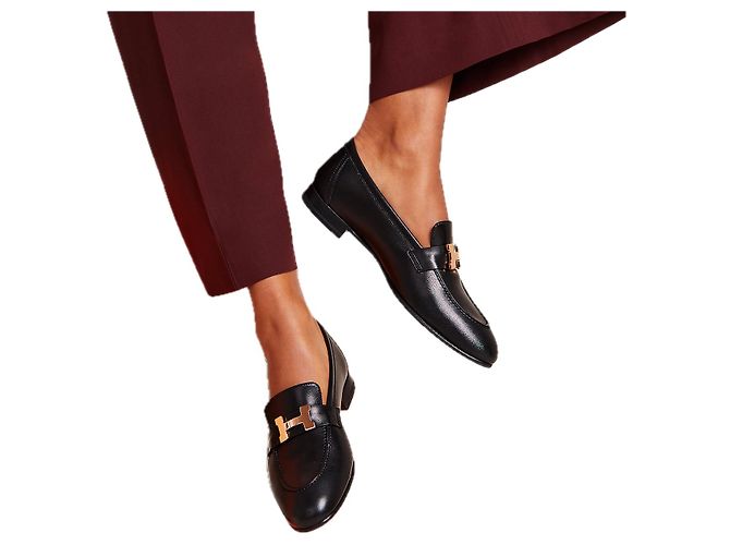Ballerine Hermès in pelle nera taglia 38.5 Nero - vista 8