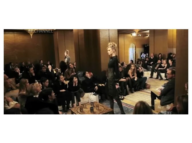 Chanel Paris Byzance Black and Bronze Gold Wool Dress - view 10