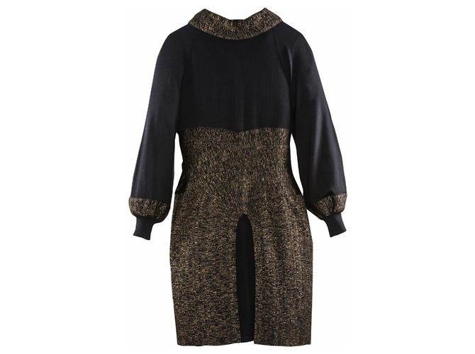 Chanel Paris Byzance Black and Bronze Gold Wool Dress - view 4